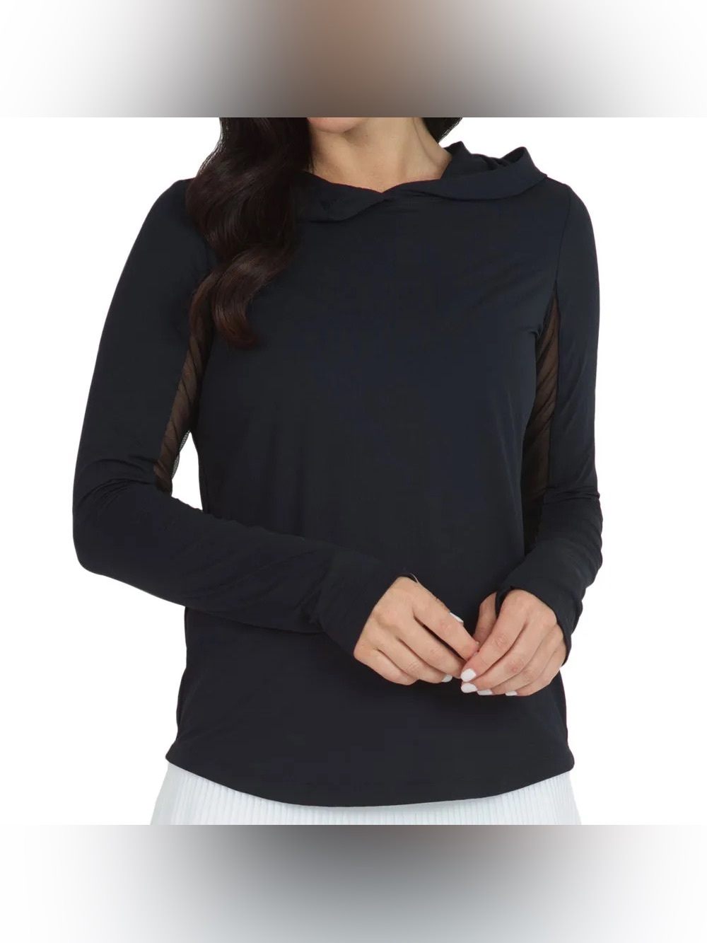 IBKUL small black UV Protective UPF 50+ Icefil Cooling Long Sleeve Mock Neck Top